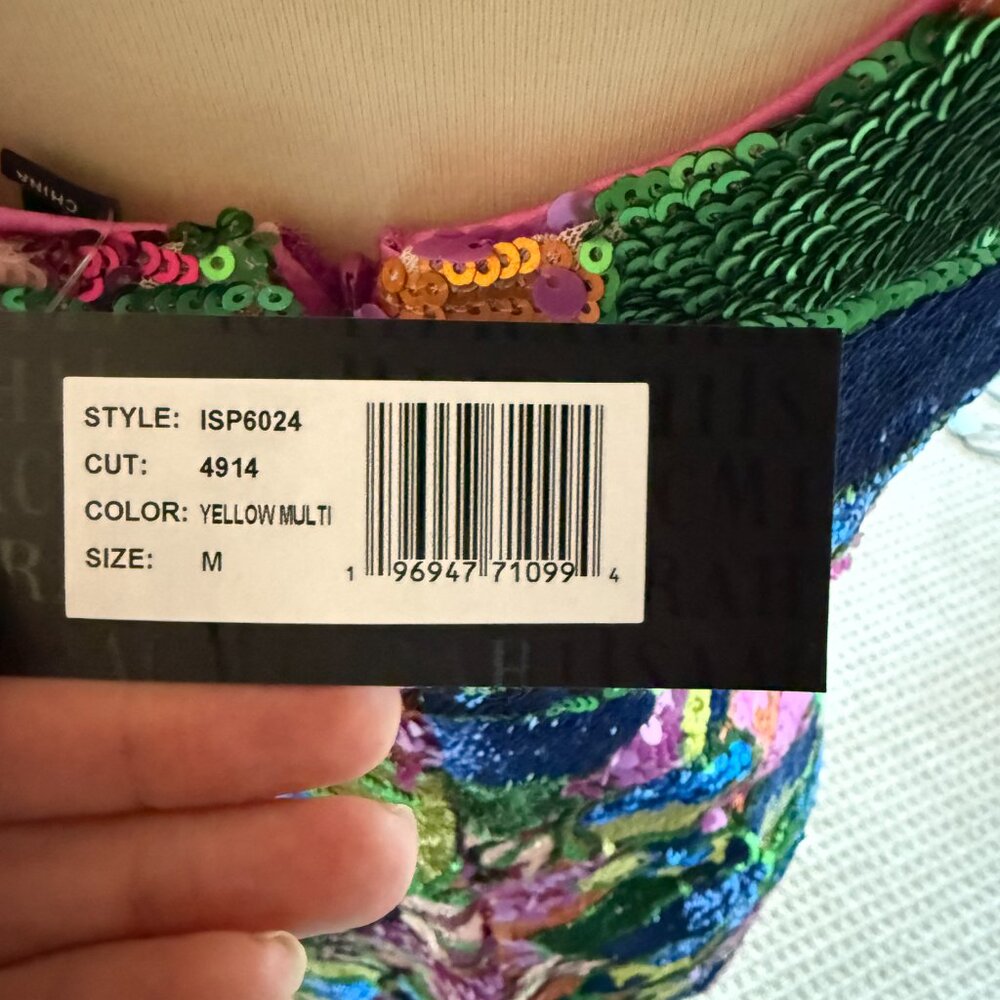 Isaac Mizrahi Sequin Floral Short Sleeve Mini Dress | Multi - Picture 3 of 8